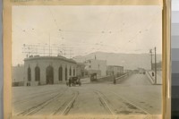West side of Castro St. at Market showing the entrance to Twin Peaks Tunnel. Dec. 1922