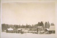This is the town of Avery's on the road to the Calaveras Big Trees. Eight-miles above Murphy's Camp. The snow here is 4-feet deep on the level. The large building in the center is the hotel. Photo taken Jany. 24/29
