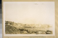 April 16th 1929. From Silver Ave. & the cattle pens at the top of the hill. Looking west showing the marsh lands, the big tank of the P.G. & E. [Pacific Gas & Electric] & the Potrero Hills