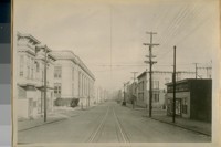 East on O'Farrell St. from Scott St. Feb. 1927. Showing the girls high school on the left