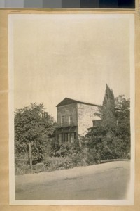 August 9/28. This building was built in 1852--at Columbia, Tuolumne Co. Calif. This was the Press room and Office of the old Columbia Courier and Columbia Times