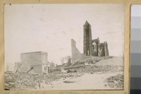 Looking S.E. from Stockton and Sacramento, April 18-06. An old Chinese Temple the square bldg. in the center