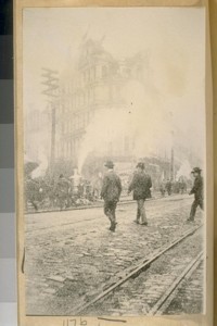 Baldwin Hotel Fire, N.E. cor. Powell & Market Sts. about 1897