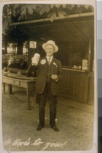 Joe Thieben of the S.F. [San Francisco] Rotary Culb [Club] at Munich, Europe. June 1931. "Here's to you!"
