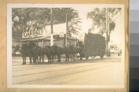 A seven horse Hay Wagon cor. San Bruno Ave. & Oakdale Ave. On its way to the stock yards at Butcher Town. April 6/28