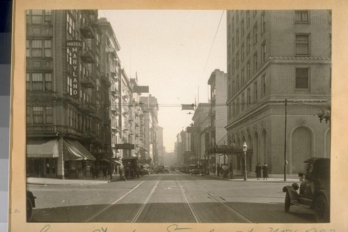 East on Geary St. from Taylor St. Cliff Hotel on the right at the corner