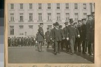 Front to Back: Pres. Theo. J. Roche - Mayor Jas. Rolph, Jr. - Capt. A. Lane - Chief D.J. O'Brien - Capt. H. Gleeson, and Sergt. Jas. Farrell. Oct. 1922