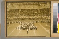 S.F. Police Ball. Feb. 13/32, at the Civic auditorium. Front Row, R. to L.: Dr. and Mrs. Thos. E. Shumate, Mr. & Mrs. Dan J. O'Brien, Chief & Mrs. Wm. J. Quinn, Capt. & Mrs. Horace McGowan, Mayor & Mrs. A. Rossi, Hon, Theo. J. Roche, Gov. Jas. Rolph, Jr., Mr. & Mrs. Al. J. Cleary, Hon. & Mrs. Frank H. Foran