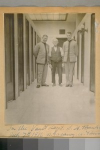 In the Vault Dept. S.U. Bank & T. Co. July 7th, 1916. D. Greaney, A. Birch and L. Littleton