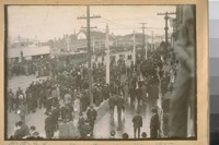 P.P.I. [Panama-Pacific International] Exposition Opening Day. [Crowd on street ouside the fair.]