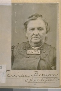 Louisa Brown--One of San Francisco's shoplifters. She worked the stores in the shopping district, stealing thousands of dollars in goods but was never convicted. In Dec. 1905 she was driven out of town