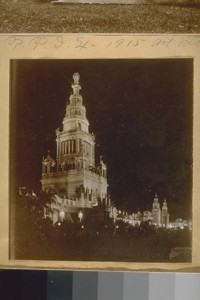 P.P.I. Ex. [Panama-Pacific International Exposition] 1915 Tower of Jewels. [Night scene.]