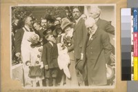 Laying the corner stone of the New City Hall. Mayor James Rolph Jr., Rolph Family, Supervisor P. Bancroft, James Rolph Sr