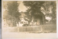 The old [Mechan?] home at Forest City, Sierra Co., Calif. on Sept. 1880 with Miss [Mechan?], her father & brother. The father was as pioneer of Sierra Co. The home was built about 1854
