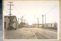 North on 3rd St. from 23rd St. Dec. 1928. With the Potrero Car Barns on the left of the Market St. Rail Road