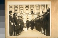 The annual inspection of the San Francisco Police Dept. with Chief W. J. O'Brien and Mayor Jas. Rolph Jr. coming down the center