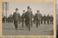 Pres. Theo. J. Roche, Mayor Jas. Rolph, Jr., Commissioner Jesse B. Cook in uniform, Capt. H. Gleeson, Chief D.J. O'Brien, and Capt. Lemon. Oct. 1922