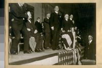 Wm. H. Crocker and John A. Britton at the Shortridge for Senator meeting with Sam Shortridge in the center, Nov. 1920