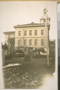 The Tuolumne Co. Court House at Sonora. Taken Jany. 23/29. See the white snow