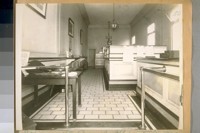 Interir [sic] of the Branch Office of the Mercantile Trust Co. At the S.W. cor. Hyde & Pacific where on April 9/25 Felix Sloper shot Police Officer Geo. W. Campbell. Looking from front door to rear of bank