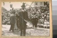 Photo same Supervisor Bancroft with the spade [at groundbreaking for the new City Hall.]