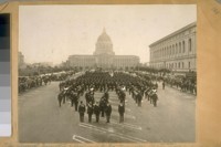 The Annual Inspection and Review of the San Francisco Police Dept. in front of the New City Hall Nov. 3rd 1928. Front row, left to right: Mayor Jas. Rolph Jr., Commissioners Theo. J. Roche, Jesse B. Cook, Andrew F. Mahony and Det. Sergt. Thos. Walsh with Chief W. J. O'Brien
