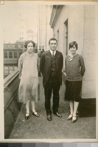 Nov. 5/26. L. to R.: Miss Bailey - Mr. Ed Clark, the Manager of Branch & Vic. Pres. Miss Crawford, all of the Savings Union Office Mercantile Trust Co. of Calif