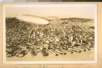 On May 23/32, later destroyed. U.S.S. Akron over San Francisco showing bay and ocean. Piggott Photo, S.F