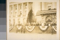 Nov. 3/28. [The annual inspection of the San Francisco] Police Dept. with Mayor Jas. Rolph Jr., Theo. J. Roche, Jesse B. Cook, Andrew F. Mahony and Thos. Walsh, Det. Sergt. Capt. Fred Lemon and Chief W. J. O'Brien in front of the Grand Stand