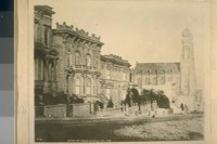 North side of Sutter St. looking east fr. Mason St. in 1870