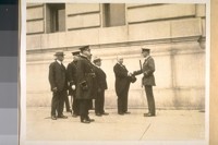 Nov. 3/28. [The annual inspection of the San Francisco]] Police Dept. with Capt. Chas. Goff, Mayor Jas. Rolph, Jr. Theo. J. Roche, Chief W. J. O'Brien, Capt. J. J. Casey, Capt. J. J. O'Meara and Jesse B. Cook