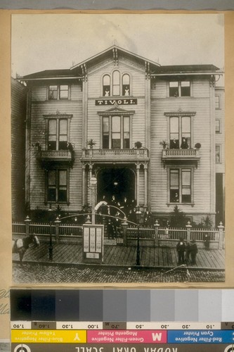 The old Tivoli Theater on Eddy St. beween Powell and Mason. North side of street in 1889