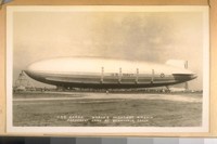 On May 21/32, later destroyed. U.S.S. Akron, World's Mightiest Airship, permanent home at Sunnyvale, Calif