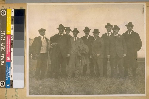 Community Service Committee on Circus. Mar. 1922. L. to R. ?, Bill Le Rue, Chas. Small, Jack Spaulding--?--Jos. Murphy, Bill [Nunrack?], M. Rosencrank, and Lieut. of Police Jack Casey