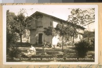 This is a brick building built by Gen. M.G. Vallejo in front of his old home at Sanoma [Sonoma], Calif. in 1850. July 1928, used as a store & warehouse by him "Swiss Chalet."