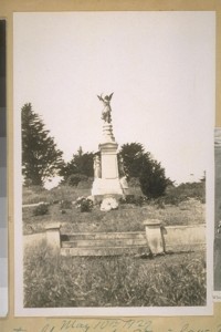 The Senator Sharon & his son in law Mr. Newland's plot in Calvary Cemetery. Sharon with Wm. C. Ralston built the 1st Palace Hotel in 1872. He was a United States Senator and his home was on the south side of Sutter St. bet. Mason & Powell Sts