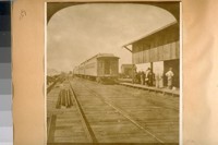 Overland train leaving for the East from the Old Oakland Wharf, 1876