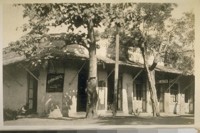 N. W. corner Main and Fulton Sts., Columbia, Tuolumne Co. Calif. The Old Stage Office and Saloon run by J. B. Douglass from 1850 to 1863. It is now known as the Nuggett Club run by Mrs. J. J. Crooks