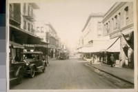 North on Grant Ave. from Jackson St. The N.E. cor. Jackson & Dupont St. (Now Grant Ave.) is where the old Globe Hotel stood in the Pioneer Days and was burnt in the fire of April 18/06. (This photo was taken on Dec. 7/26)