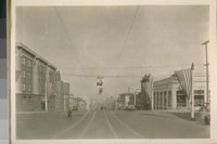North on Van Ness Ave. from Pacific St. Oct. 1926 - The large building on the left was built on the sight where the home of Col. John D. Stevenson, U.S. Shiping [sic] Commissioner stood. J.D. Stevenson was a Pioneer
