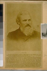 Judge Fox. The above is an excellent portrait of Judge Charles N. Fox, formely one of the distinguished justices on the suprerme bench of this State. In legal circles the reputation of the Judge as a sound and able lawyer stands at the highest