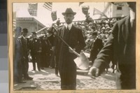 Photo same Sup. Bancroft with spade [at groundbreaking for the new City Hall.]