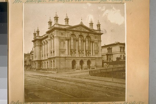 Calvery Church North-West cor. Geary & Powell Sts. 1876. The St. Francis Hotel now stands on this corner