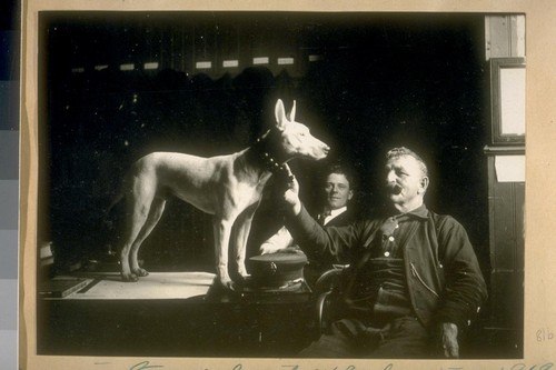 Engineer Frank Crockett and his dog, 1919