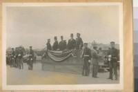 9 years after the fire at the P.P.I. [Panama-Pacific International] Exposition. [Officials on stand]
