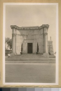 The tomb of James G. Fair's family in Holy Cross Cemetery. They also have a tomb in Laurel Hill Cemetery. Fair's body is in the Laurel Hill vault and the family in Holy Cross. He was a United States Senator and one of the Big 4 of the Comstock Mining days of Nevada. Flood, O'Brien, Mackay & Fair