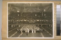 Police Ball. The couples right to left, front row: Com. & Mrs. Jesse B. Cook., Com. & Mrs. Thos. E. Shumate, Mayor & Mrs. Angelo Rossi, Gov. Jas. Rolph Jr., & his sister-in-law Mrs. Thos. Rolph, Dan J. & Mrs. O'Brien, Chief & Mrs. Wm. J. Quinn, Com. & Mrs. Frank Foran, Mr. & Mrs. J.J. Tynan