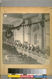 Annual Banquet, Traveler's Protective Association of America. Hotel Argonaut, Dec. 26, 1908. [Photograph in two parts.]