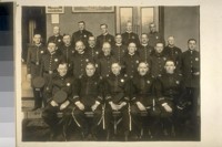 Back row Left to Right. Wm. Kearney--J. Nealey--Ed. Healey--Frank Fellow--Wm. [Zorchi?]. Next