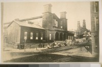 West side of Stockton St. bet. Post & Geary Sts. in 1868--showing the old Mechanics Pavilion